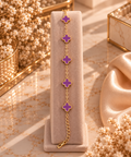 Bracelet doré trèfles violets ✨