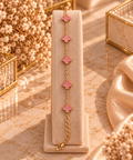 Bracelet doré trèfles roses ✨
