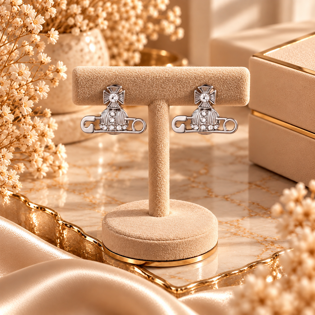 Boucles d’Oreilles Argentées Élégantes à Strass ✨