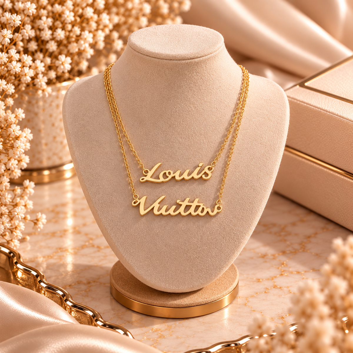 Collier Doré Double Chaîne à Prénoms ✨