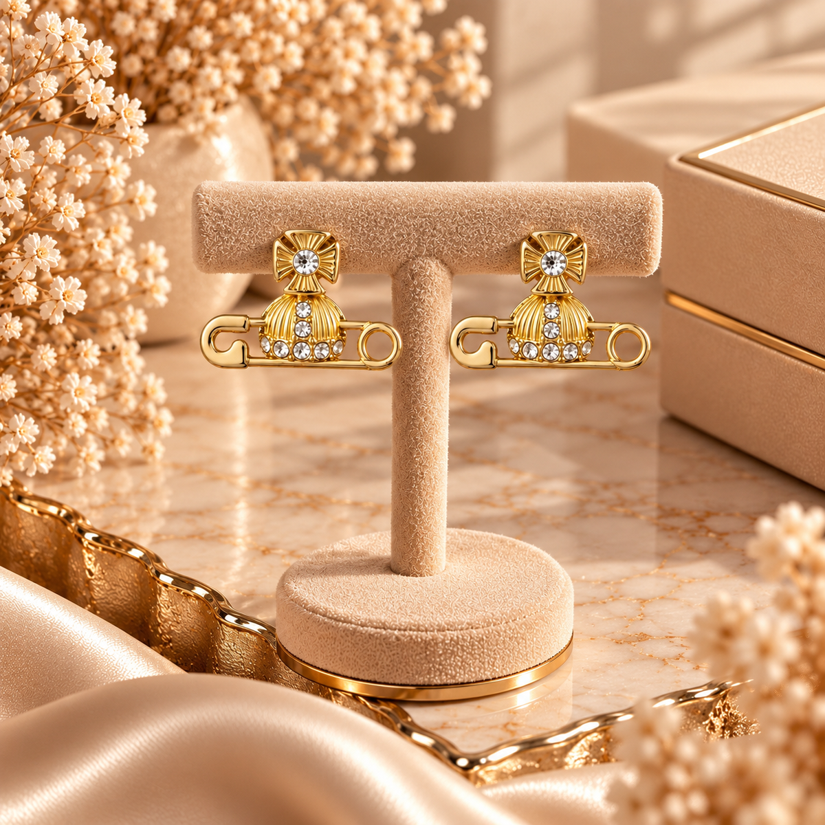 Boucles d’Oreilles Dorées Élégantes à Strass ✨