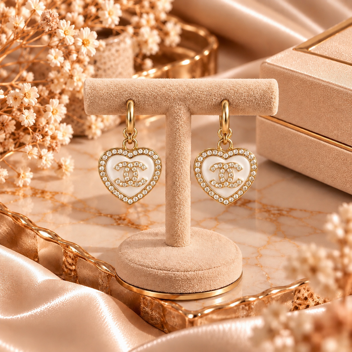 Boucles d’Oreilles Créoles Dorées et Blanches ✨
